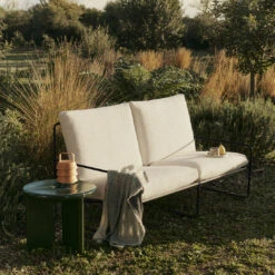 Ferm LIVING Desert Sofa 33 Ferm LIVING Desert Sofa -Danish Design Store 0040 FermLiving SS25 Desert2 Seater PureBoucle Black Off white 1104270930 DeyaSideTable 47 DarkGreen 1104270815 LuverPo