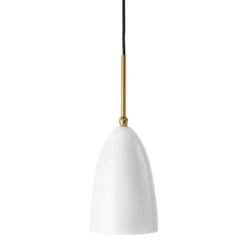 Gubi Grossman Gräshoppa Pendant 25 Gubi Grossman Gräshoppa Pendant -Danish Design Store 10110707 FRT Grashoppa Pendant Brass Alabaster White Glossy