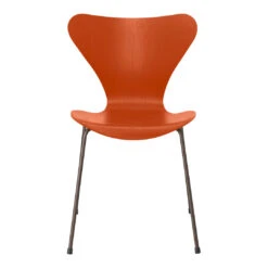 Fritz Hansen Series 7 Chair 3107 - Color -Danish Design Store 3107 Series 7 Paradise Orange Coloured Ash Brown Bronze Base