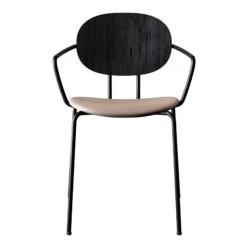 Piet Hein Chair W/ Armrest - Seat Upholstered 22 Piet Hein Chair W/ Armrest - Seat Upholstered -Danish Design Store 5110200 001 Piet Hein Stol w Arm Oak Black Silk Nougat 0258 Front