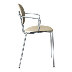 Piet Hein Chair W/ Armrest - Fully Upholstered 33 Piet Hein Chair W/ Armrest - Fully Upholstered -Danish Design Store 6923 691 Piet Hein Stol w Arm Chrome Frame Full Upholstered Silk Stone 0691 Side