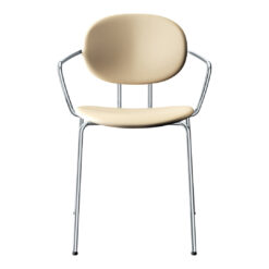 Piet Hein Chair W/ Armrest - Fully Upholstered 27 Piet Hein Chair W/ Armrest - Fully Upholstered -Danish Design Store 6923 854 Piet Hein Stol w Arm Chrome Frame Full Upholstered Silk Light Grey 0854 Front