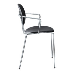 Piet Hein Chair W/ Armrest - Fully Upholstered 32 Piet Hein Chair W/ Armrest - Fully Upholstered -Danish Design Store 6940 564 Piet Hein Stol w Arm Chrome Frame Full Upholstered Solid Black 40564 Side