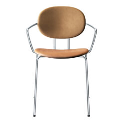 Piet Hein Chair W/ Armrest - Fully Upholstered 25 Piet Hein Chair W/ Armrest - Fully Upholstered -Danish Design Store 6941 574 Piet Hein Stol w Arm Chrome Frame Full Upholstered Ultra Brandy 41574 Front