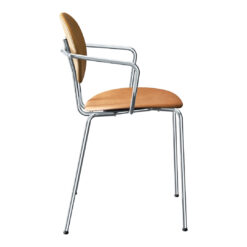 Piet Hein Chair W/ Armrest - Fully Upholstered 34 Piet Hein Chair W/ Armrest - Fully Upholstered -Danish Design Store 6941 574 Piet Hein Stol w Arm Chrome Frame Full Upholstered Ultra Brandy 41574 Side