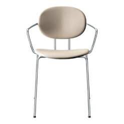 Piet Hein Chair W/ Armrest - Fully Upholstered 24 Piet Hein Chair W/ Armrest - Fully Upholstered -Danish Design Store 6941 584 Piet Hein Stol w Arm Chrome Frame Full Upholstered Ultra Earth 41584 Front