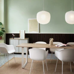 Muuto Rime Pendant Lamp -Danish Design Store 70 70 solid oak Fiber arm tube white rime pendant white ply burnt orange enfold grey beam muuto org