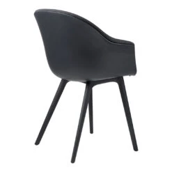 Gubi Bat Dining Chair - Front Upholstered - Plastic Base -Danish Design Store Bat DiningChair Plastic FrontUpholstered Black Black Kvadrat TwillWeave 190 B3Q