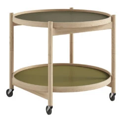 Tray Table Model 60 -Danish Design Store Bolling Tray Table model 60 Oak Untreated Leaf Green Dark Green