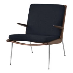 Boomerang HM2 Lounge Chair W/ Arms 27 Boomerang HM2 Lounge Chair W/ Arms -Danish Design Store Boomerang HM2 Loop Marine w. Oiled Walnut amp Stainless Steel