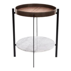 OX Denmarq Deck Table 31 OX Denmarq Deck Table -Danish Design Store DECK TABLE mocca leather walnut white carrara black steel 1