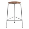 Fritz Hansen High Dot Stool - 3-Legs -Danish Design Store Dot High WalnutVeneer Chrome old