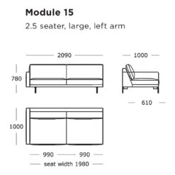 Edge V1 Modular Sofa (Modules 9-16) 36 Edge V1 Modular Sofa (Modules 9-16) -Danish Design Store Edge V1 Module 15 2.5 Seater Large Left Arm