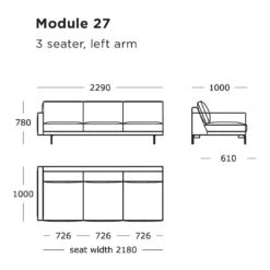 Edge V1 Modular Sofa (Modules 25-32) -Danish Design Store Edge V1 Module 27 3 Seater Left Arm