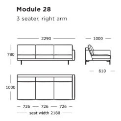 Edge V1 Modular Sofa (Modules 25-32) -Danish Design Store Edge V1 Module 28 3 Seater Right Arm