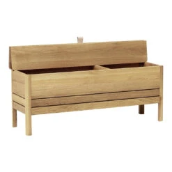A Line Storage Bench -Danish Design Store F R A line storage bench white oak perspective open