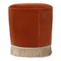 Gubi Pouffe 14 Gubi Pouffe -Danish Design Store GUBI Pouffe 38 FullyUpholstered GUBI Velluto 641 Fringe LAlbero della Cuccagna Chianti Front