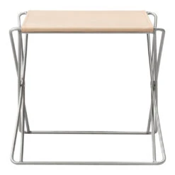 JG Folding Stool -Danish Design Store JG 6565 leather90 brushedsteel v6