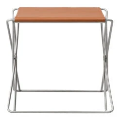 JG Folding Stool -Danish Design Store JG 6565 leather95 brushedsteel v6