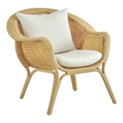 Madame Outdoor Lounge Chair 11 Madame Outdoor Lounge Chair -Danish Design Store KIT ND E44 NAT YCR HOME15 Madame Chair Exterior w Canvas White Cushions primary