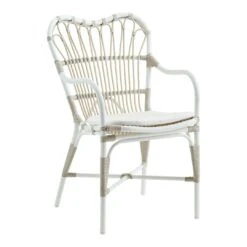 Margret Outdoor Dining Chair 25 Margret Outdoor Dining Chair -Danish Design Store KIT SD E103 DO HOME15 Margret Arm Chair Exterior Dove White w Canvas White Cushion primary