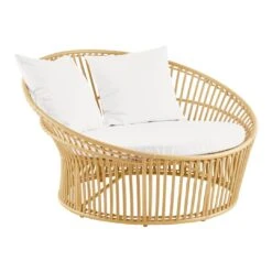 Olympia Nest Outdoor Lounge Chair -Danish Design Store KIT SD E950 NU YCR HOME15 Olympia Nest Exterior Natural w Canvas White Cushions primary