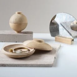 Wooden Sphere 26 Wooden Sphere -Danish Design Store KristinaDamStudio Wooden Spheres Galaxy Halfmoon Mirror