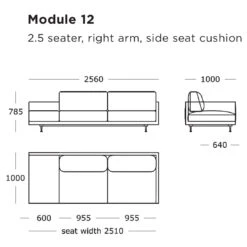 Maho Modular Sofa (Modules 9-12) -Danish Design Store Maho Module 12 2.5 Seater Right Arm Side Seat Cushion