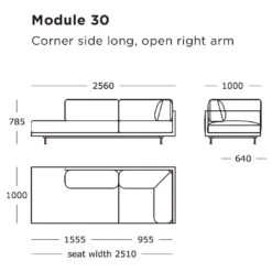 Maho Modular Sofa (Modules 29-32) 36 Maho Modular Sofa (Modules 29-32) -Danish Design Store Maho Module 30 Corner Side Long Open Right Arm