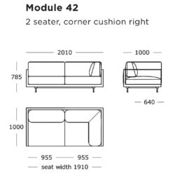 Maho Modular Sofa (Modules 41-43) 12 Maho Modular Sofa (Modules 41-43) -Danish Design Store Maho Module 42 2 Seater Corner Cushion Right
