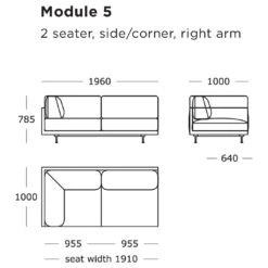 Maho Modular Sofa (Modules 5-8) -Danish Design Store Maho Module 5 2 Seater side Corner Left Arm