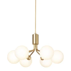 Apiales 6 Chandelier 27 Apiales 6 Chandelier -Danish Design Store Nuura Apiales 6 brushed brass opal 2 on 300dpi AW22