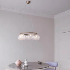 Miira 6 Circular Chandelier -Danish Design Store Nuura Miira 6 Circular Brass Optic lifestyle 2