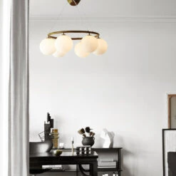 Miira 6 Circular Chandelier -Danish Design Store Nuura Miira 6 Circular Dark Bronze Opal 3