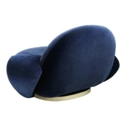 Gubi Pacha Lounge Chair W/ Armrests -Danish Design Store Pacha LoungeChair Fixed FullyUpholstered PearlGold Velvet Blue B3Q