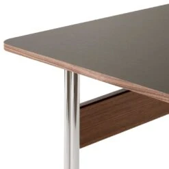 Pavilion AV16 Desk -Danish Design Store Pavilion AV16 Chrome w. Iron Linoleum amp Lacquered Walnut Closeup