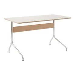 Pavilion AV16 Desk -Danish Design Store Pavilion AV16 Chrome w. Mushroom Linoleum amp Clear Lacquered Oak