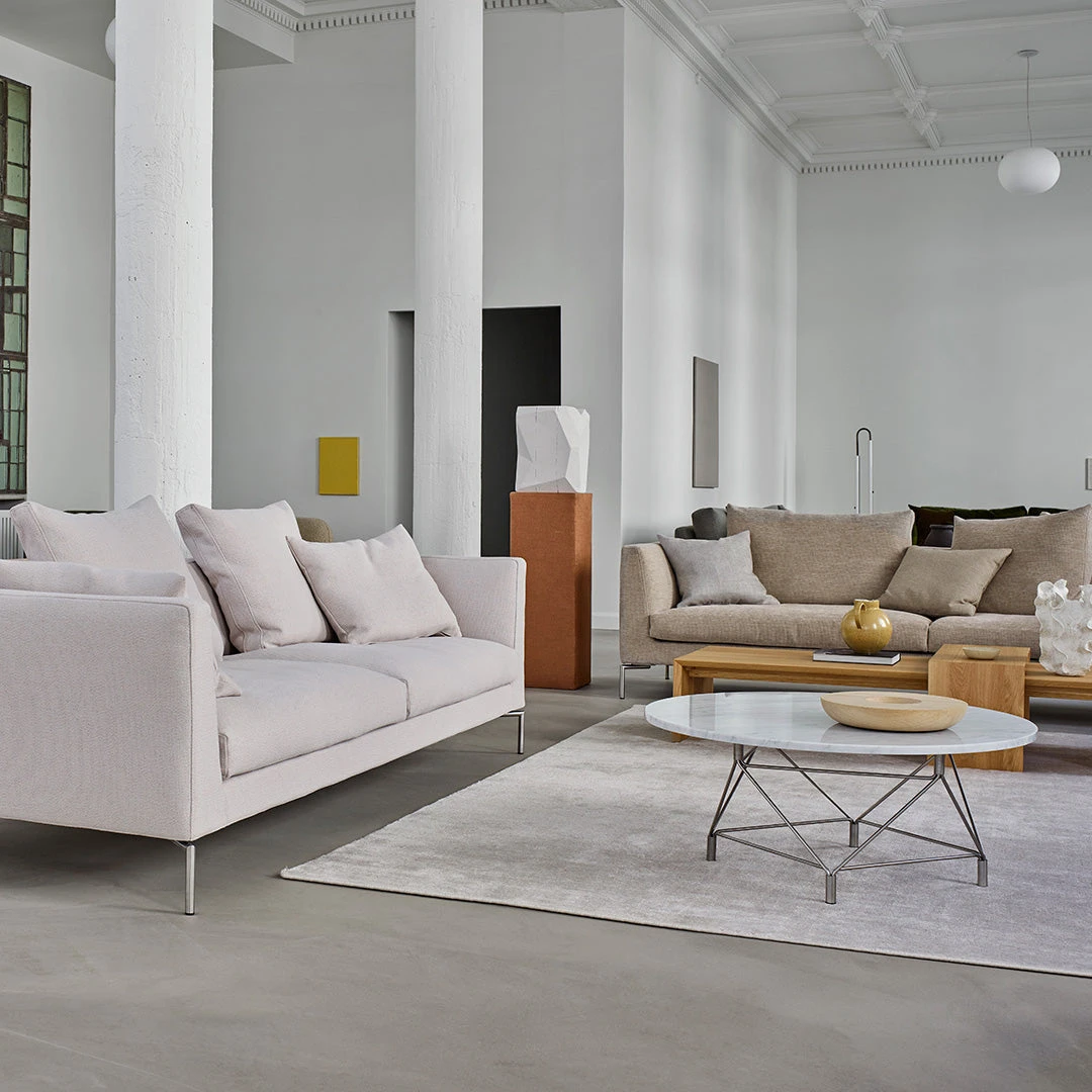 Spider Sofa Coffee Table W/ Square Base - Round Top - Image 5