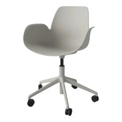 Seed Armchair - 5 - Star Base W/ Wheels -Danish Design Store SeedDiningArmchair Poly 5StarbasewithWheels Greylacqueredsteel Greypolypropylene02 327 45 00006 angle