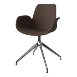 Seed Armchair - Upholstered - 4 - Star Base W/ Gliders - Chrome -Danish Design Store SeedDiningArmchair Upholstery 4Starbasewithgliders LondonBrown Chromeplatedsteel02 327 55 00002 angle e934df2a d831 405b 8716 2b540d6d2a38
