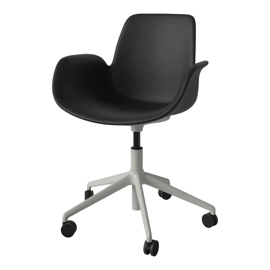 Seed Armchair - Upholstered - 5 - Star Base W/ Wheels - Grey Lacquered Steel 4 Seed Armchair - Upholstered - 5 - Star Base W/ Wheels - Grey Lacquered Steel - Image 2