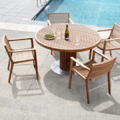 RIB Outdoor Dining Chair - W/ Arms -Danish Design Store Sibast RIB outdoor dining chairs and dining table round setting 480e9089 a5d1 499c 958f 0a02ca975ea7