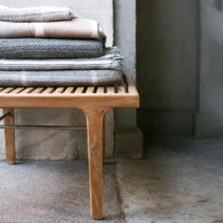 RIB Outdoor Dining Bench 18 RIB Outdoor Dining Bench -Danish Design Store Sibast RIB outdoor low bench with blankets setting