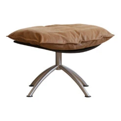 Primetime Footstool 29 Primetime Footstool -Danish Design Store SideBlackOakSilverBase BrownLeather