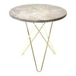 OX Denmarq Tall Mini O Table 34 OX Denmarq Tall Mini O Table -Danish Design Store Tall Mini O table Brass frame Grey marble