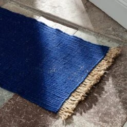 Ferm LIVING Block Mat 18 Ferm LIVING Block Mat -Danish Design Store fermLIVING AW21 BlockMatBrightBlueNatural image