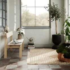 Ferm LIVING Crease Wool Rug 12 Ferm LIVING Crease Wool Rug -Danish Design Store fermLIVING AW21 CreaseWoolRugLightSand OrbWateringCanMirrorPolish image