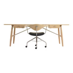 Wegner PP571 Architect's Desk -Danish Design Store pp571 pp502 oak soap elegance black bg white eb 1